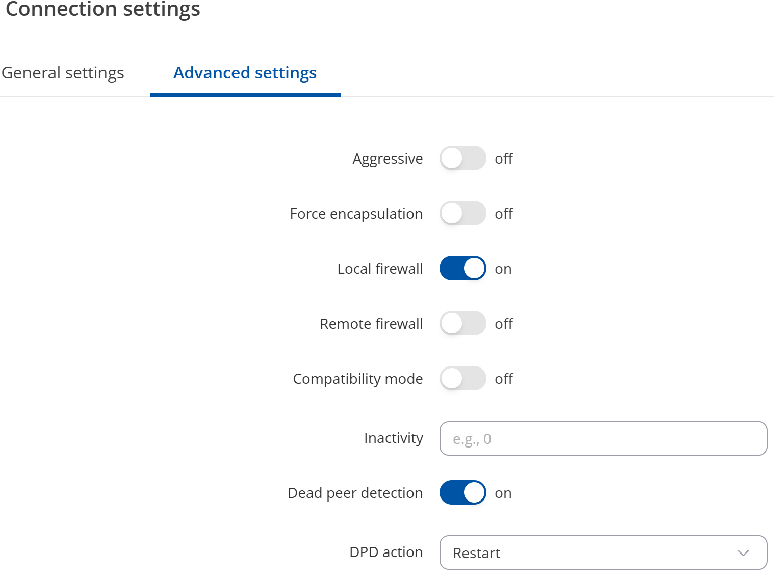 TELTONIKA IPSec Connection settings Advanced